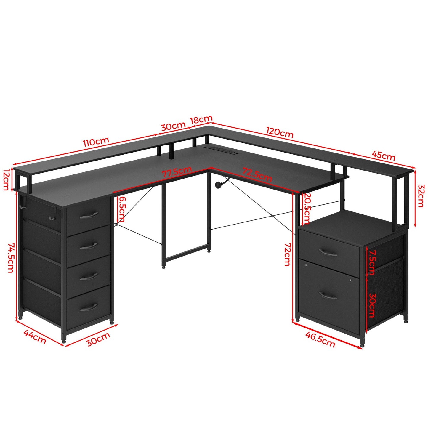 Advwin L Shaped Gaming Desk with Monitor Stand