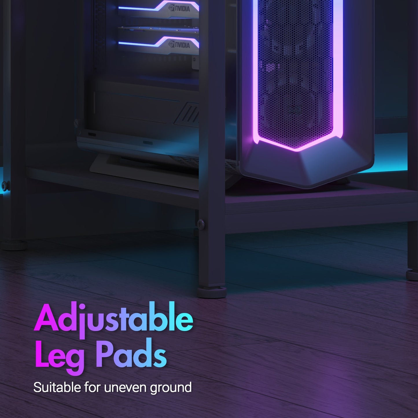 Advwin L Shaped Gaming Desk with LED Lights