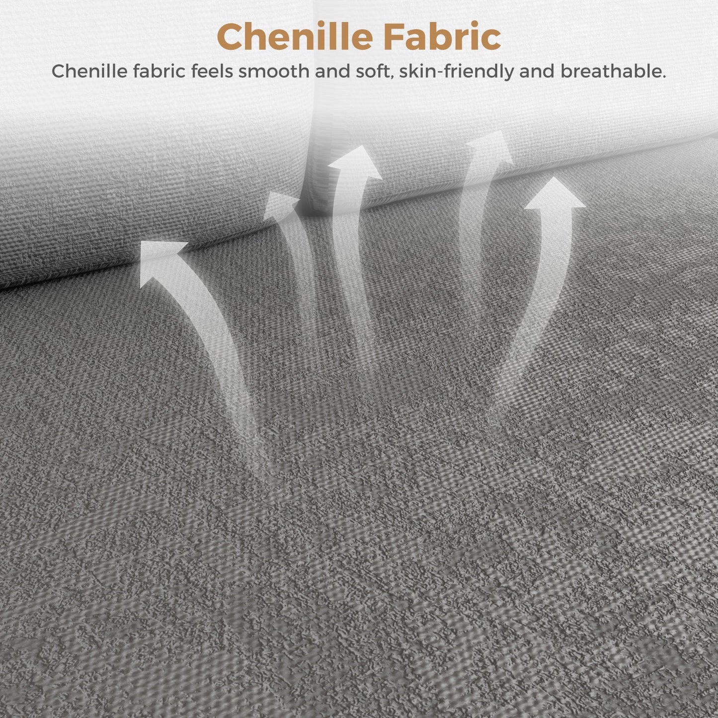 Advwin Sectiona Sofa 4-Seat Chenille Fabric 280cm