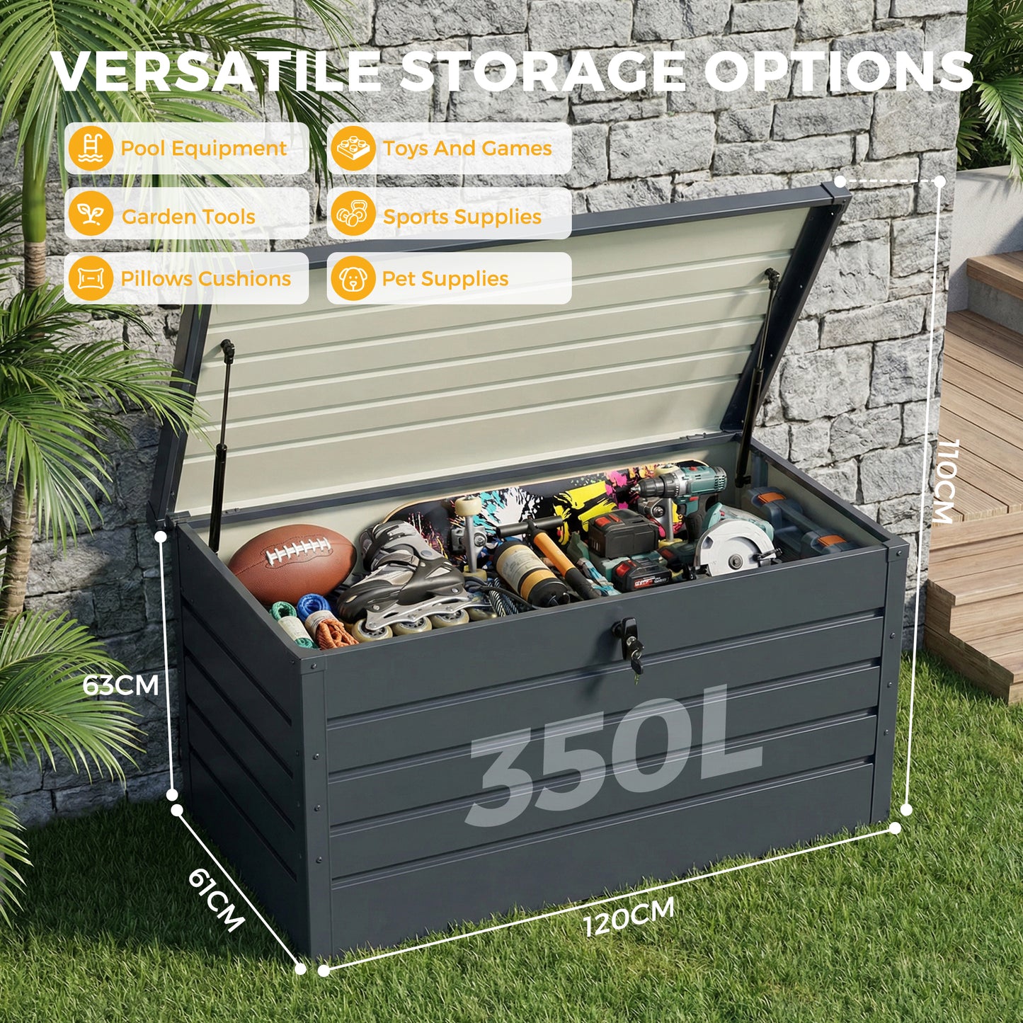 Advwin 350L Outdoor Storage Box Garden Storage Cabinet