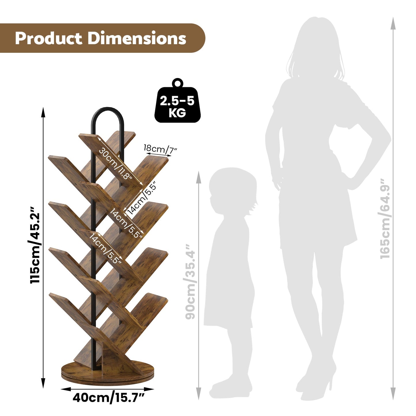 Advwin 16-Tier Tree Rotating Bookshelf for Small Spaces