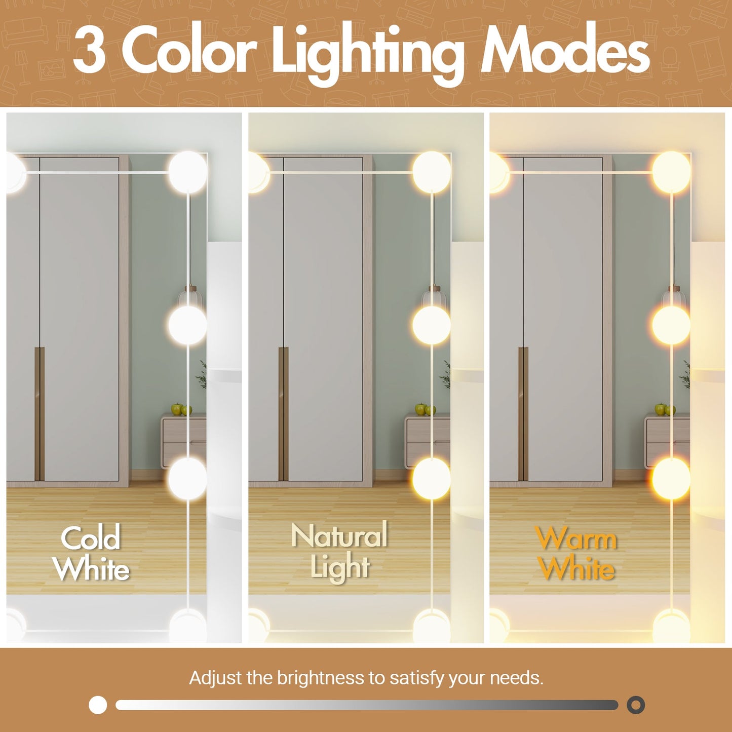 Advwin Dressing Table Stool Set 10 LED Bulbs Vanity