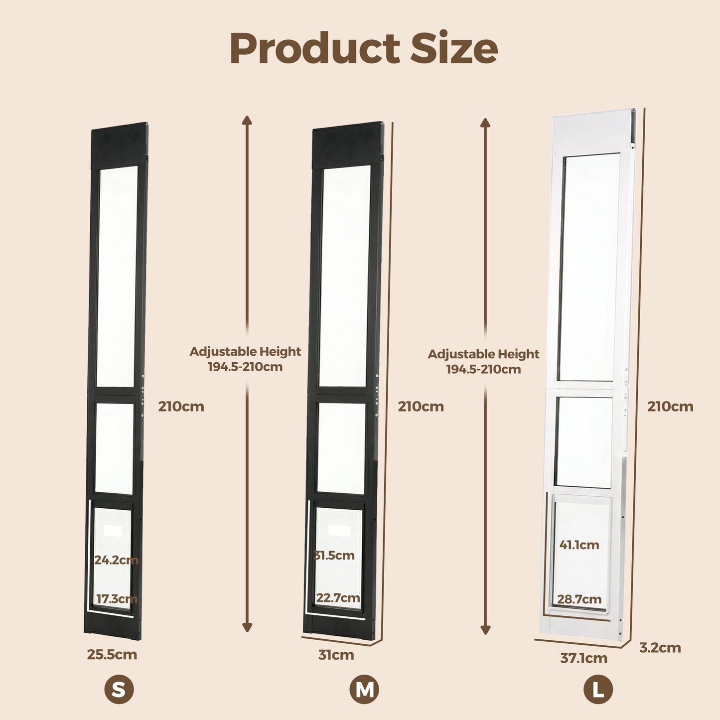 Advwin Aluminum Dog Door for Sliding Glass Door Small