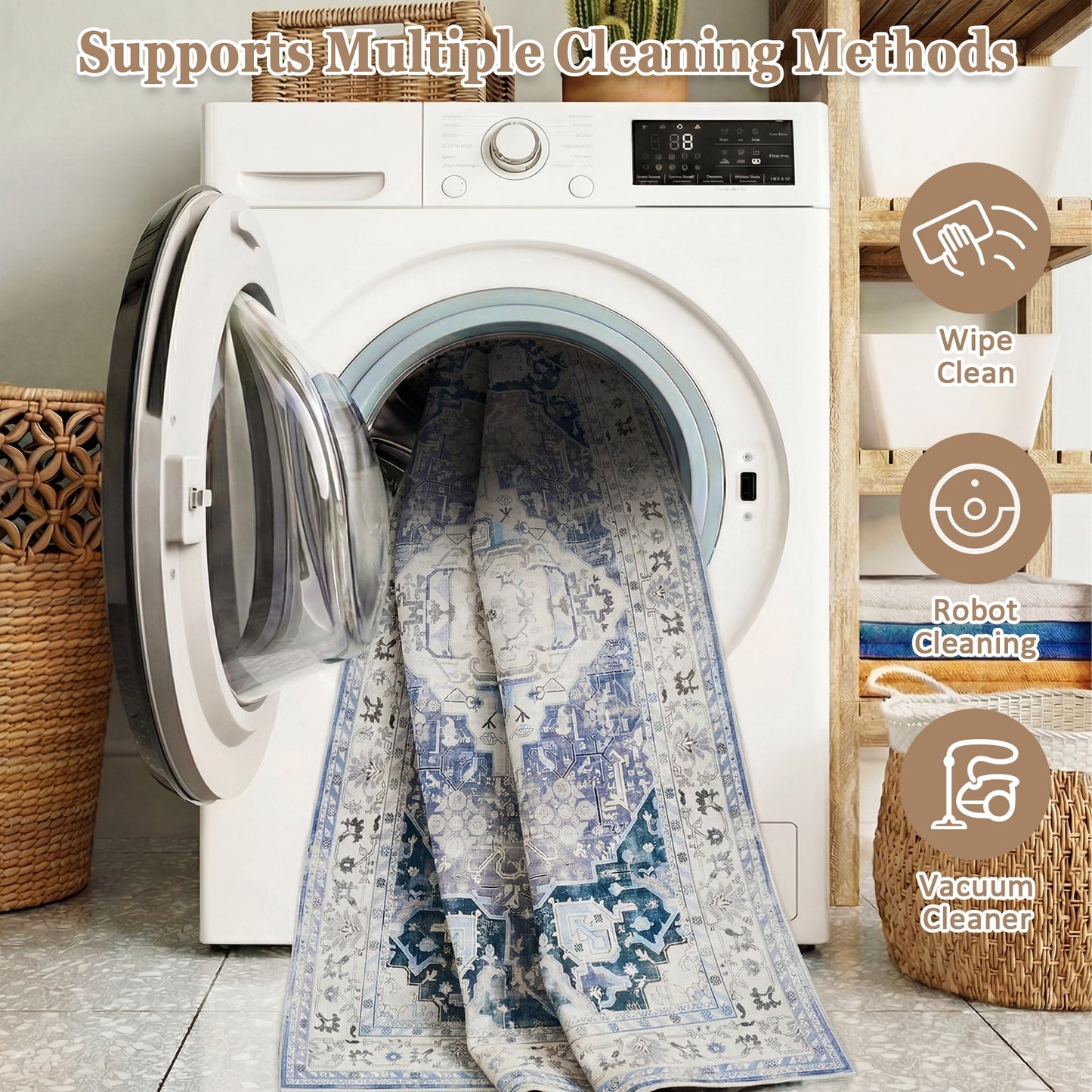 Advwin Vintage Thick Carpet Non-Slip Washable Rug Grey