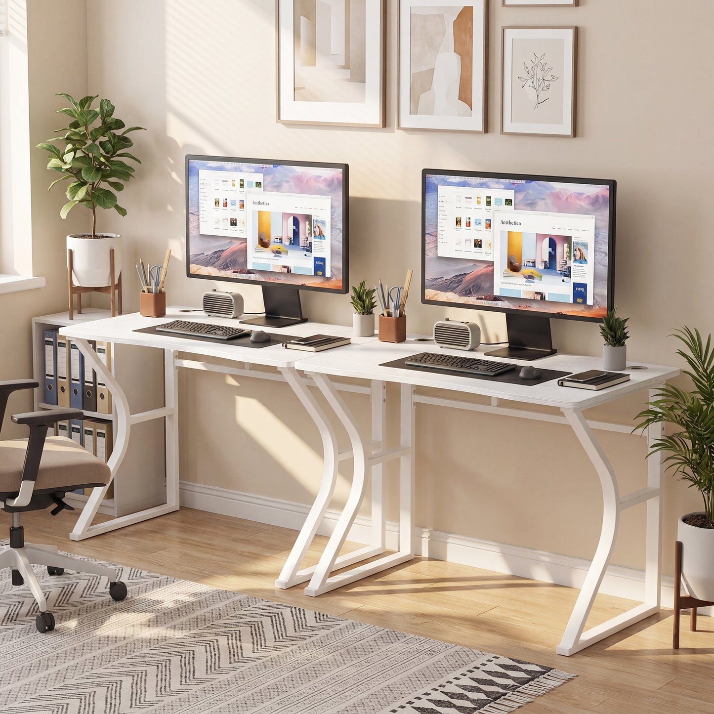 Advwin 120cm Computer Desk with 2 Cable Holes