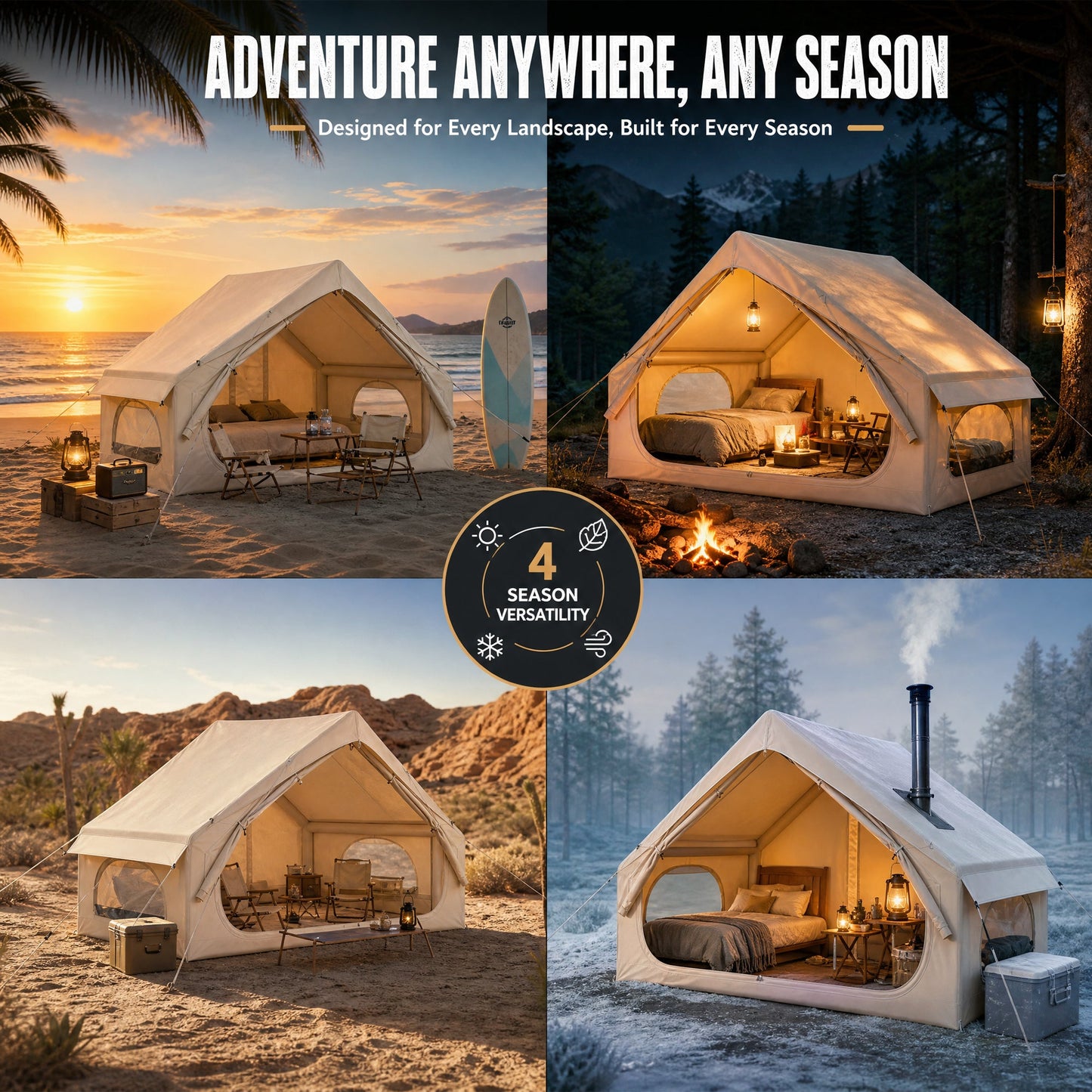Advwin 2-6 Person Inflatable Glamping Tent with Pump