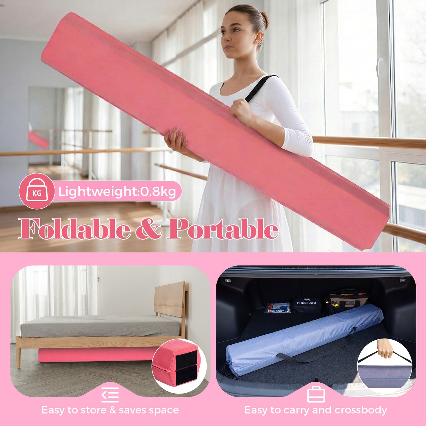 Advwin 8FT Folding Gymnastics Balance Beam for Kids