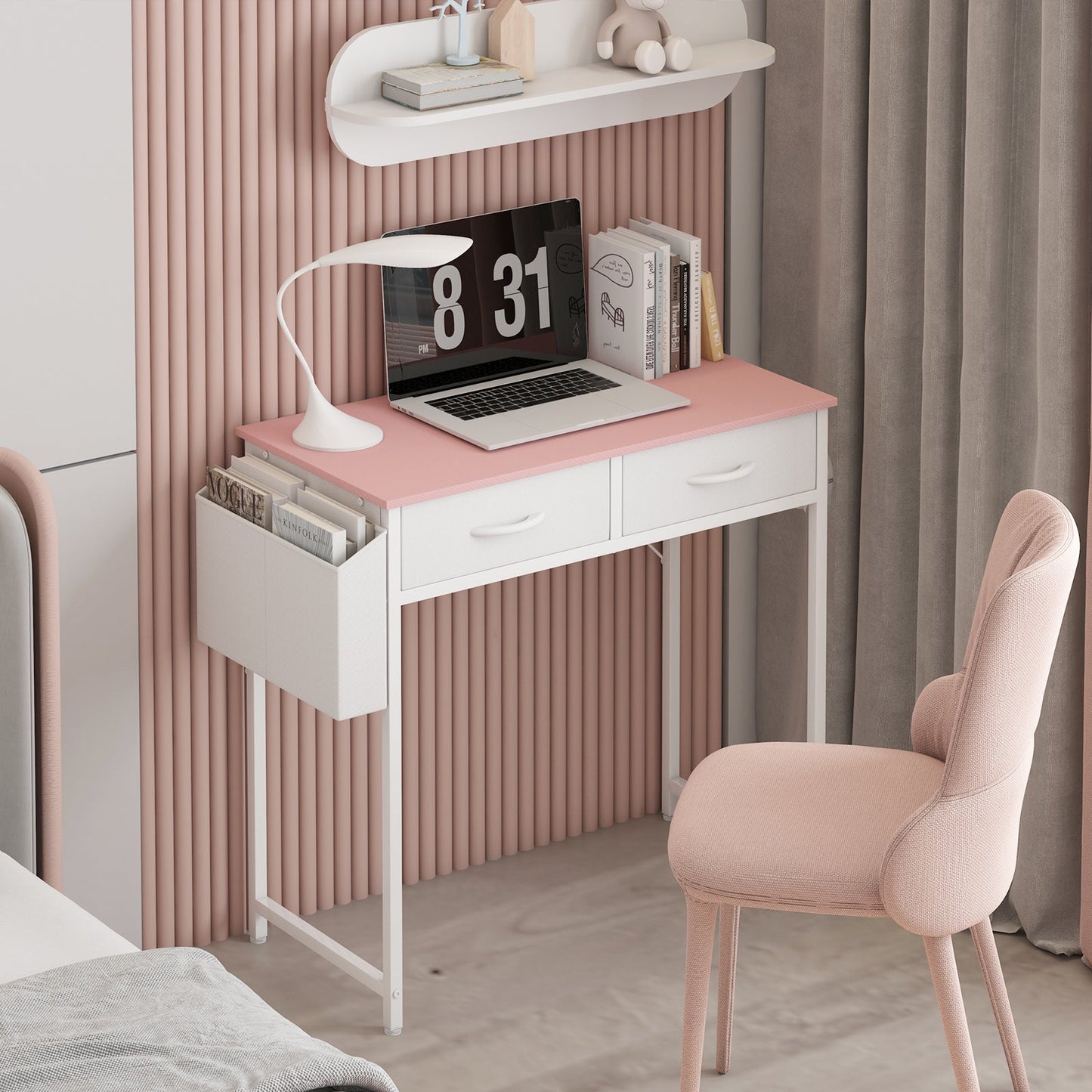 Advwin 80cm Small Desk with 2 Drawers and Storage Bag