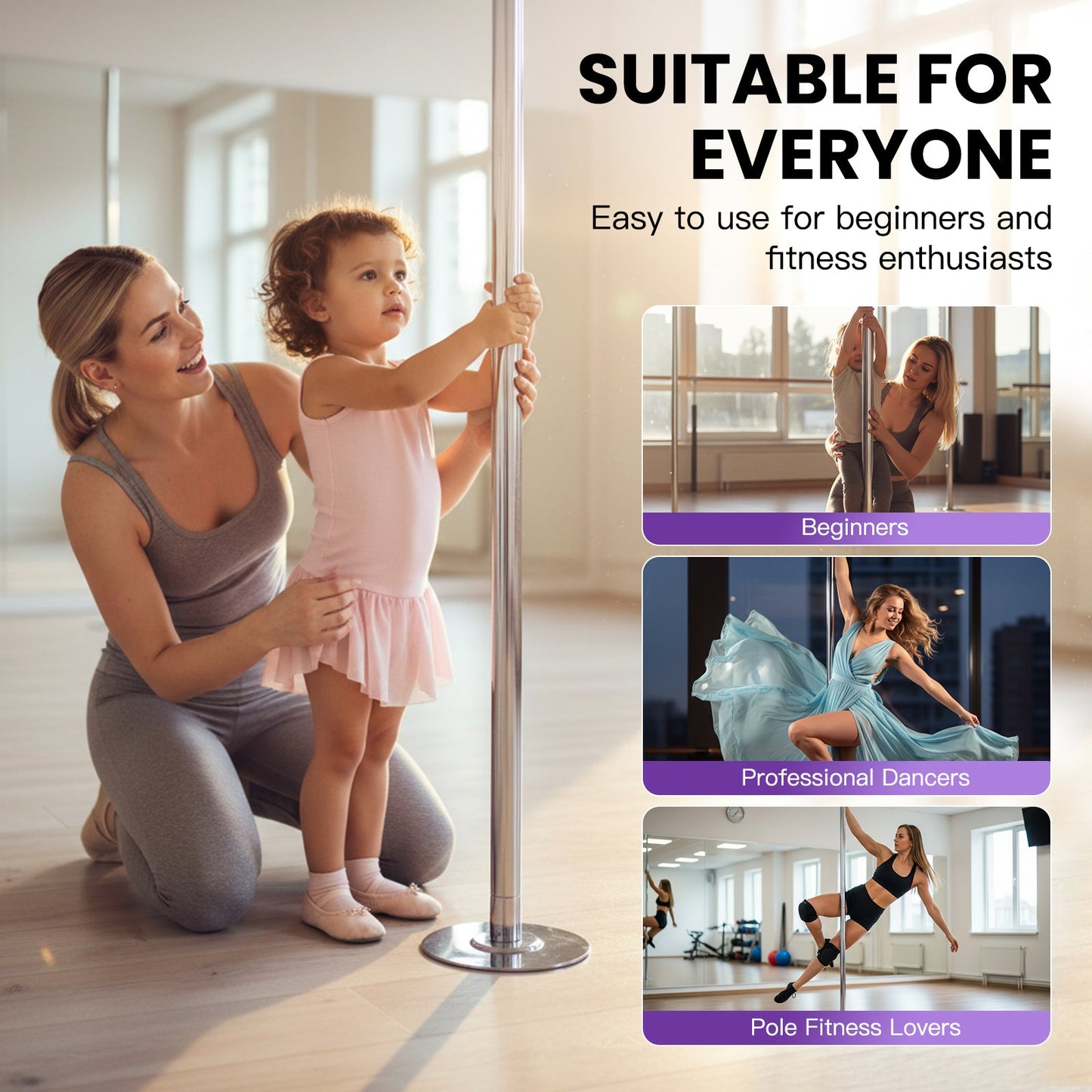 Advwin Portable Removable Dance Pole for Home Gym
