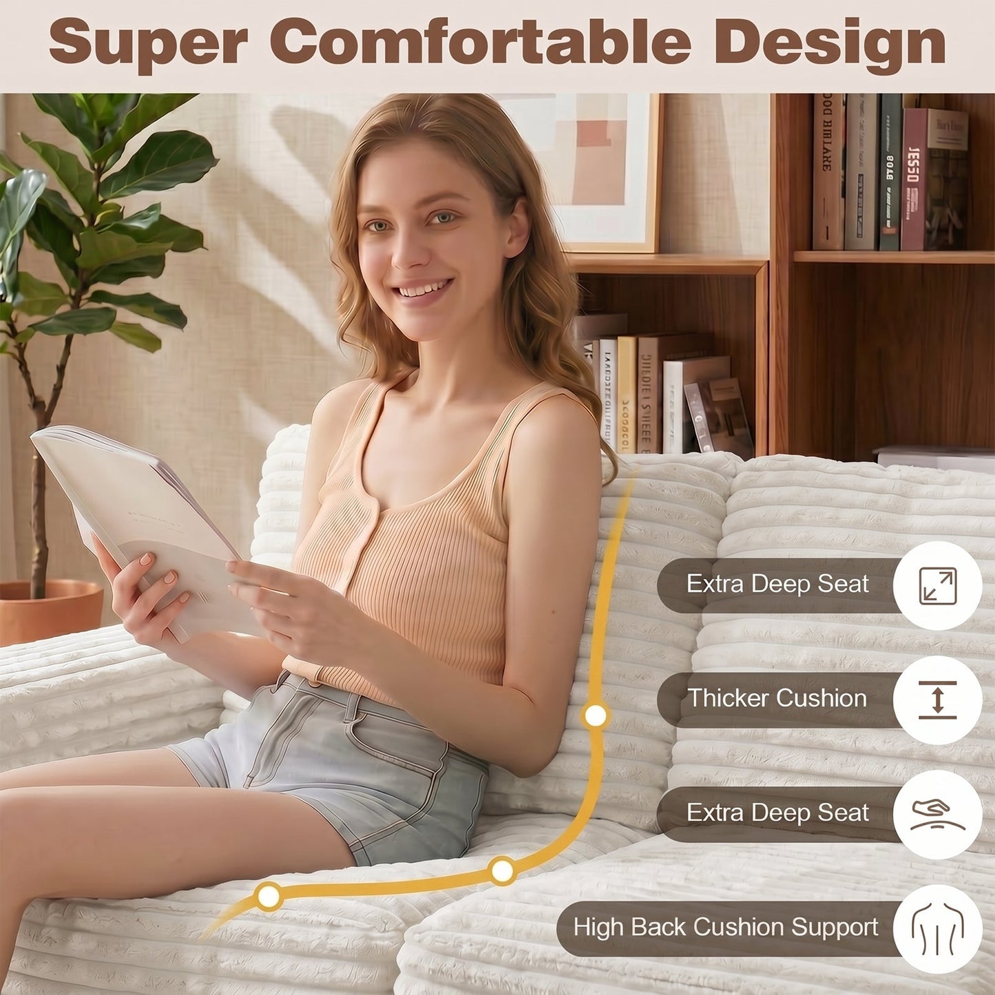 Advwin 162cm Loveseat Floor Sofa Corduroy Boneless Couch