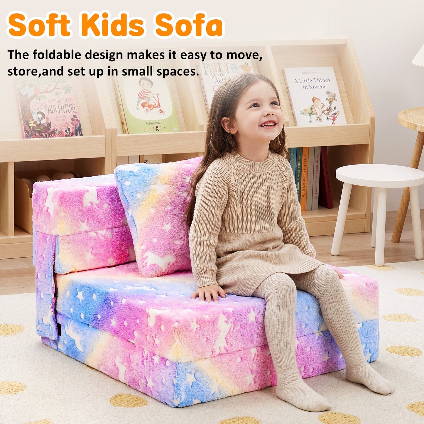 Advwin 3-in-1 Toddler Folding Sofa Bed with Pillow