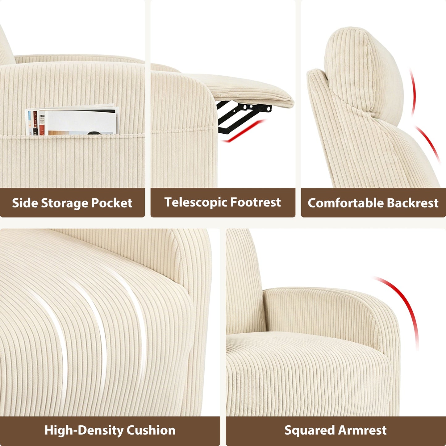 Advwin Recliner Chair with Adjustable Backrest & Footrest