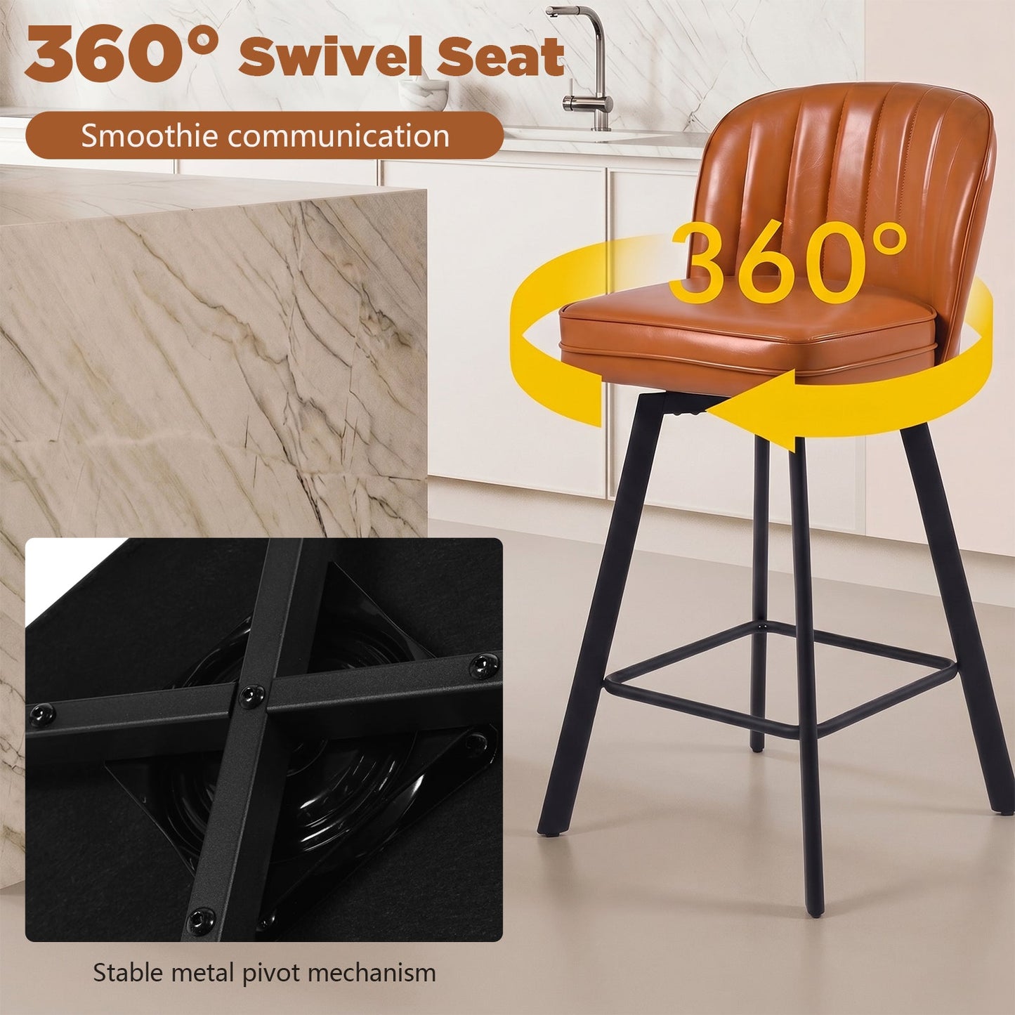 Advwin Set of 4 360° Swivel Bar Stools
