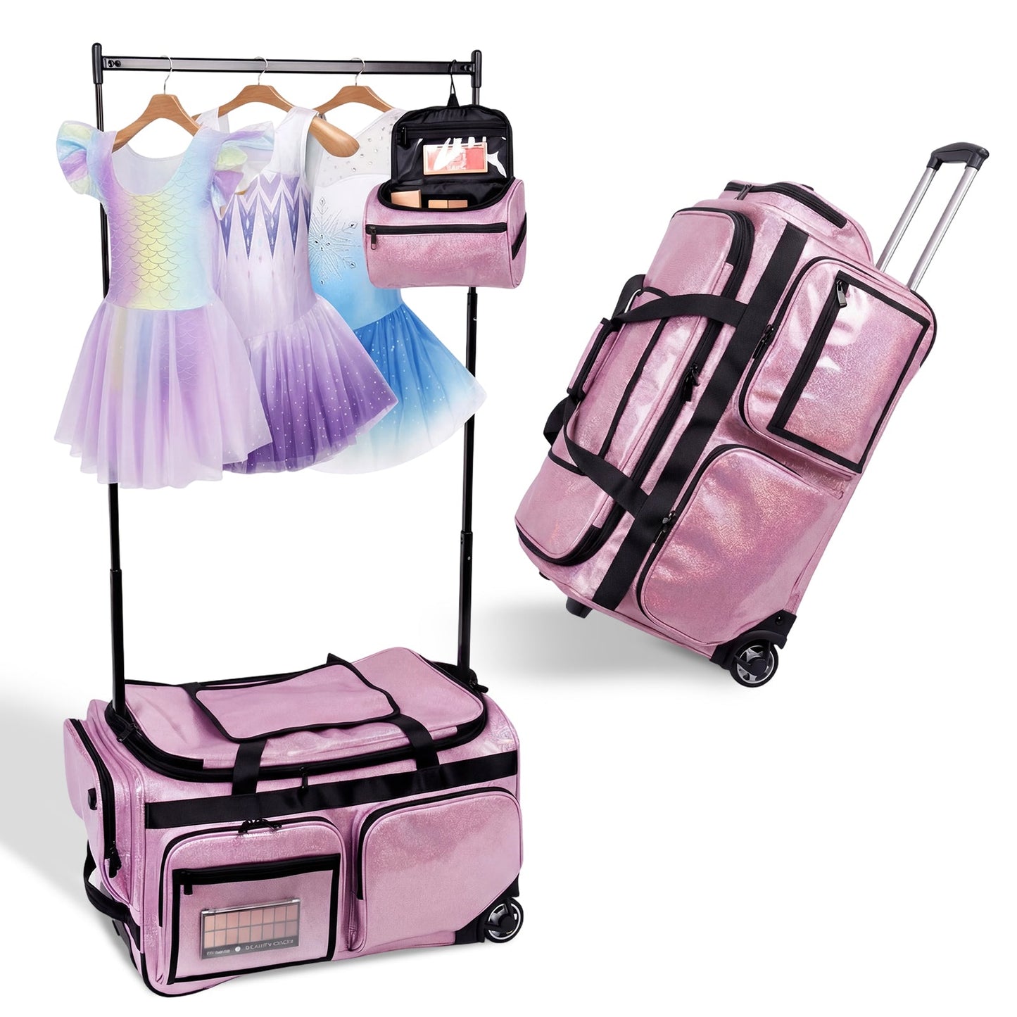 Advwin 26Inch Rolling Dance Bag with Garment Rack