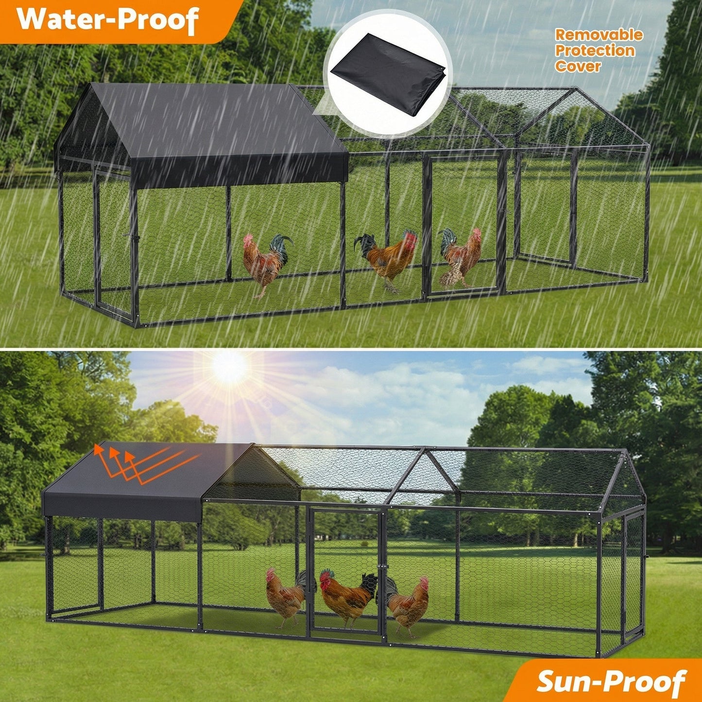 Advwin Metal Chicken Coop with 3 Lockable Doors