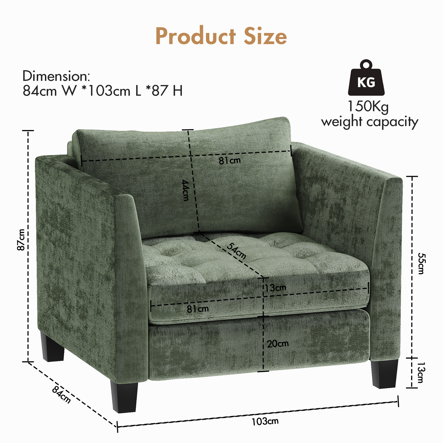 Advwin Modern 1 Seater Sofa