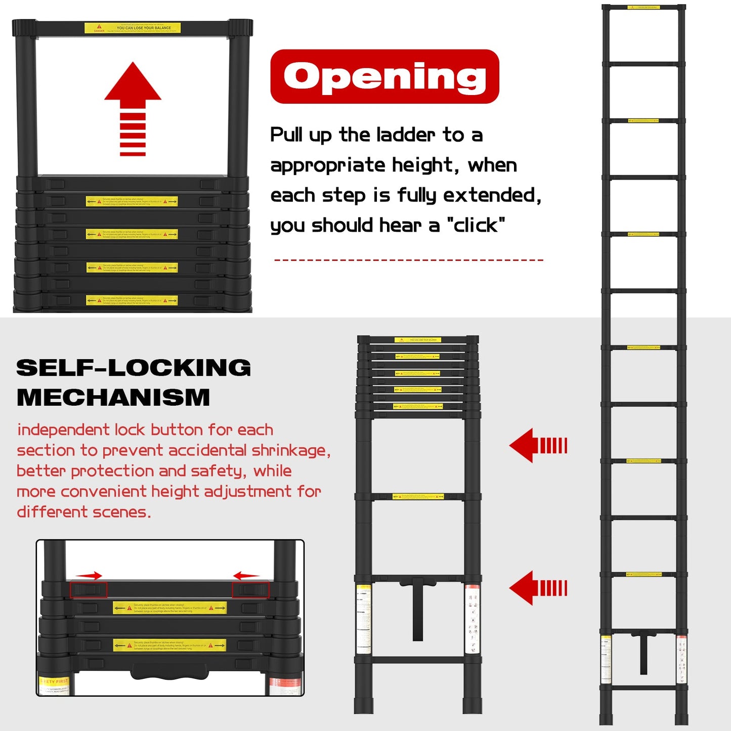 Advwin 3.8m Portable Aluminum Telescoping Ladder