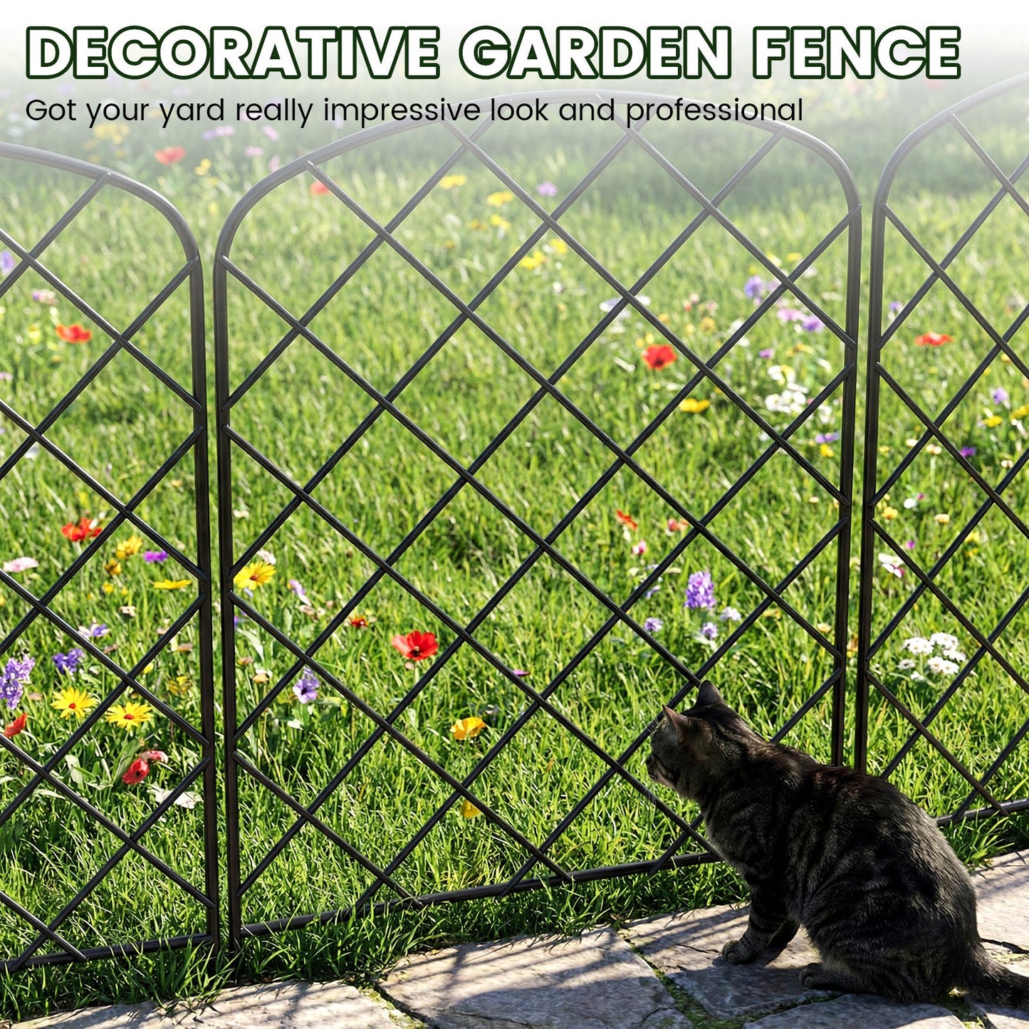 Advwin 10 Panels Metal Garden Fence Animal Barrier