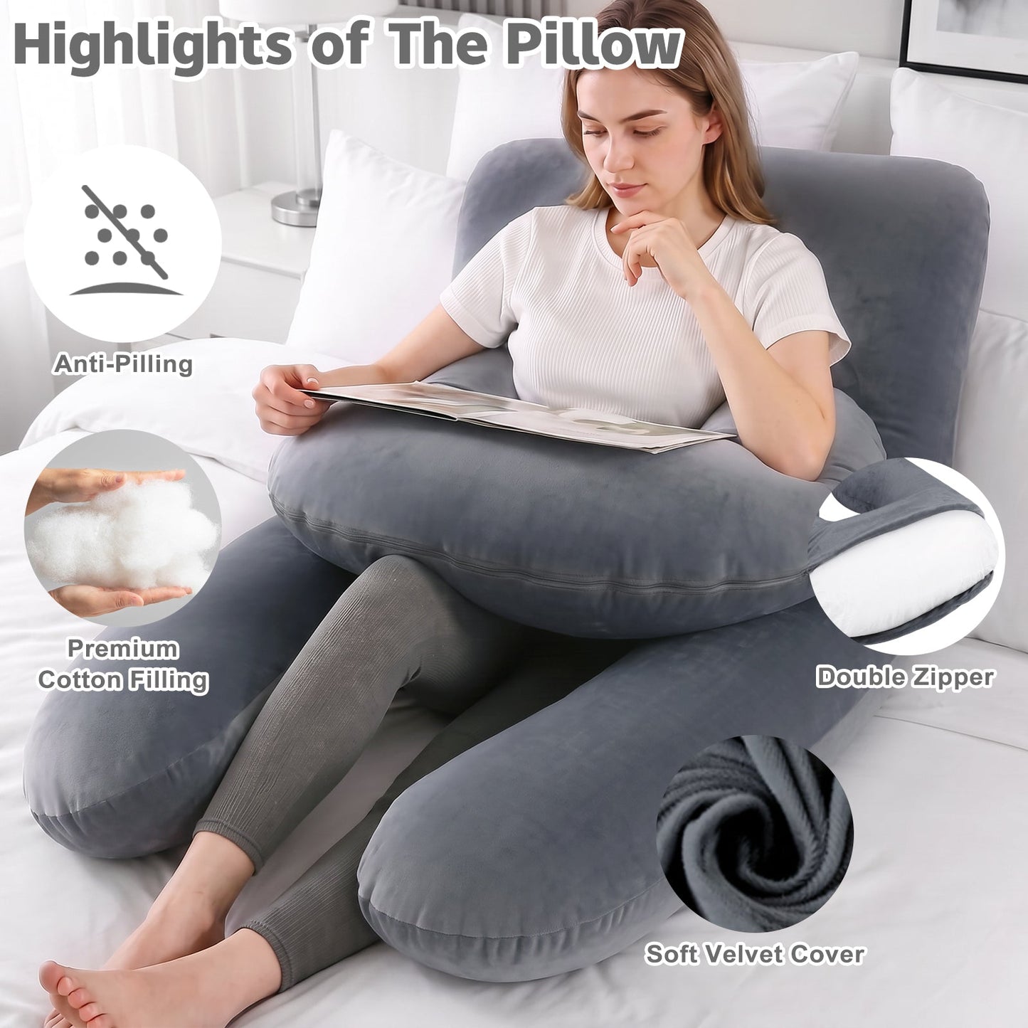 Advwin U-Shaped Pregnancy Pillow & C-Shaped Support Pillow
