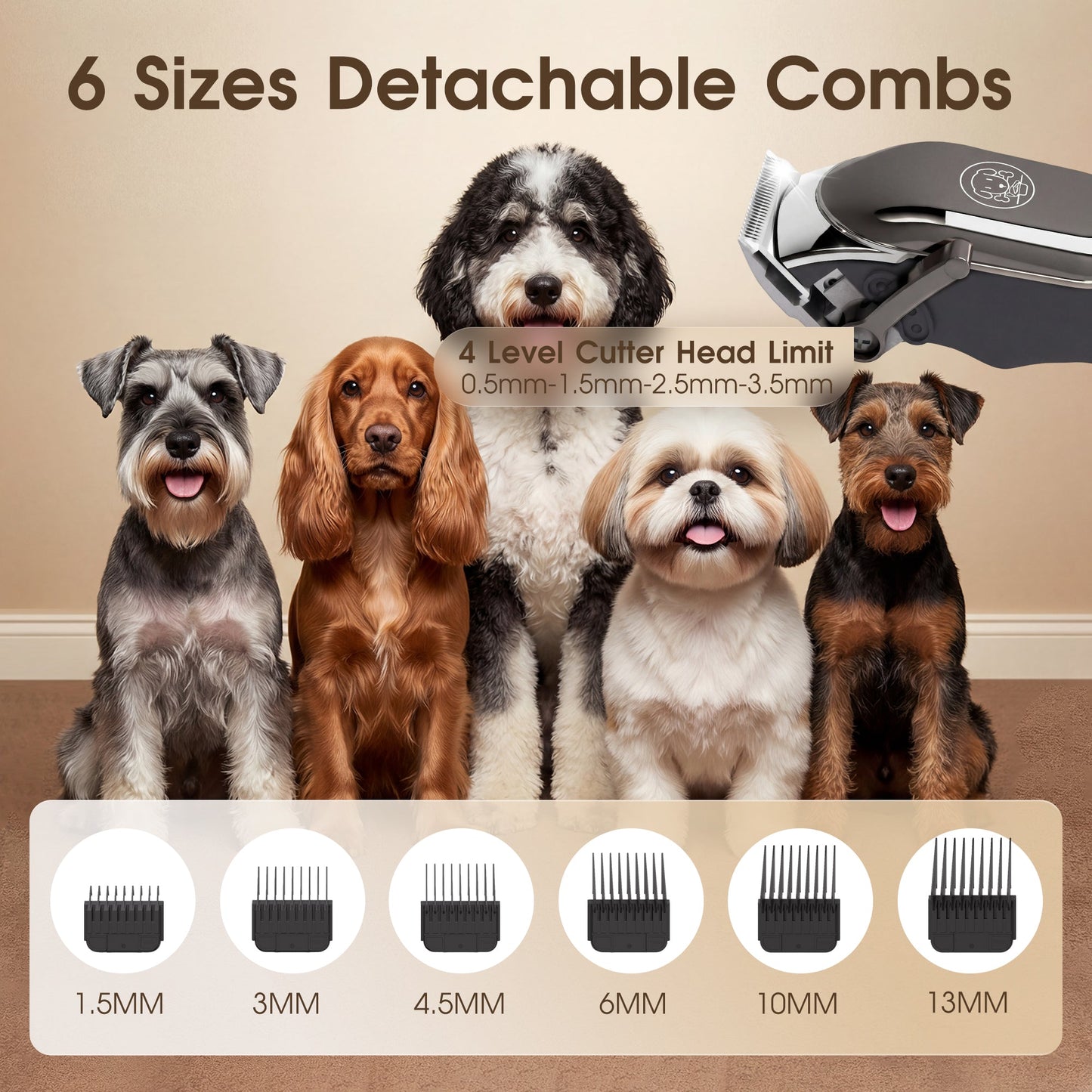 Advwin Electric Pet Hair Clipper with 4-Level Blades