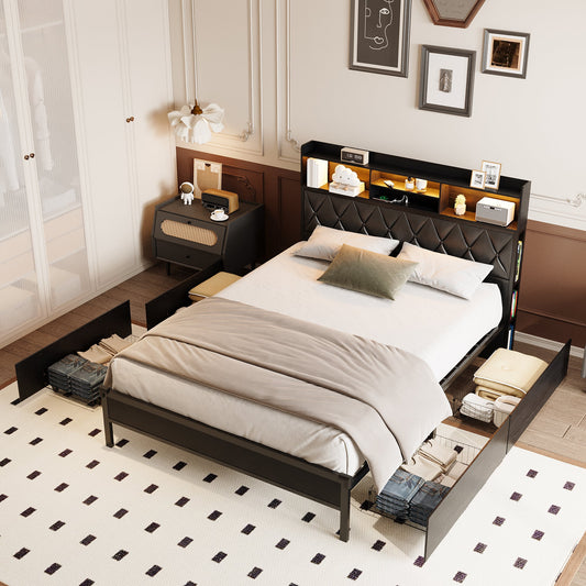 Advwin Queen Bed Frame with 4 Storage Drawers (Pre-Order)