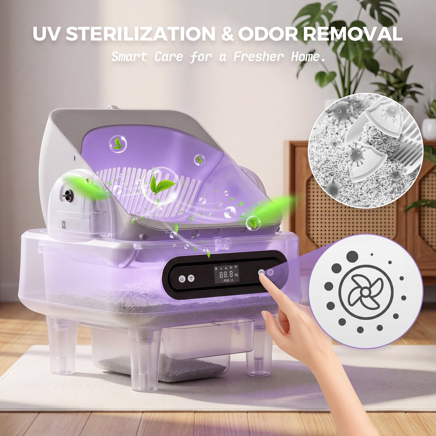 Advwin Self Cleaning Cat Litter Box with UV Sterilizer