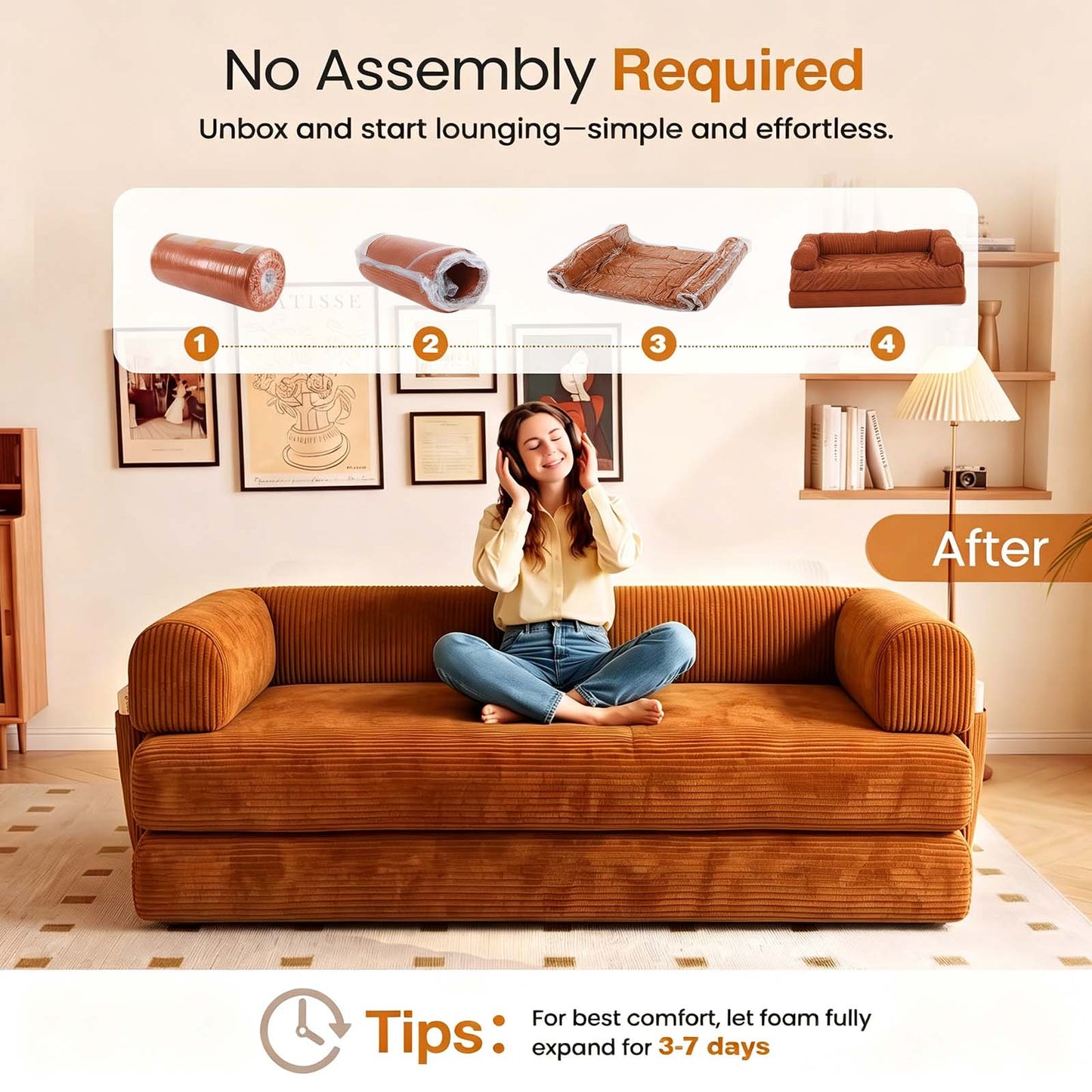 Advwin 5-in-1 Convertible Folding Loveseat Sofa Bed