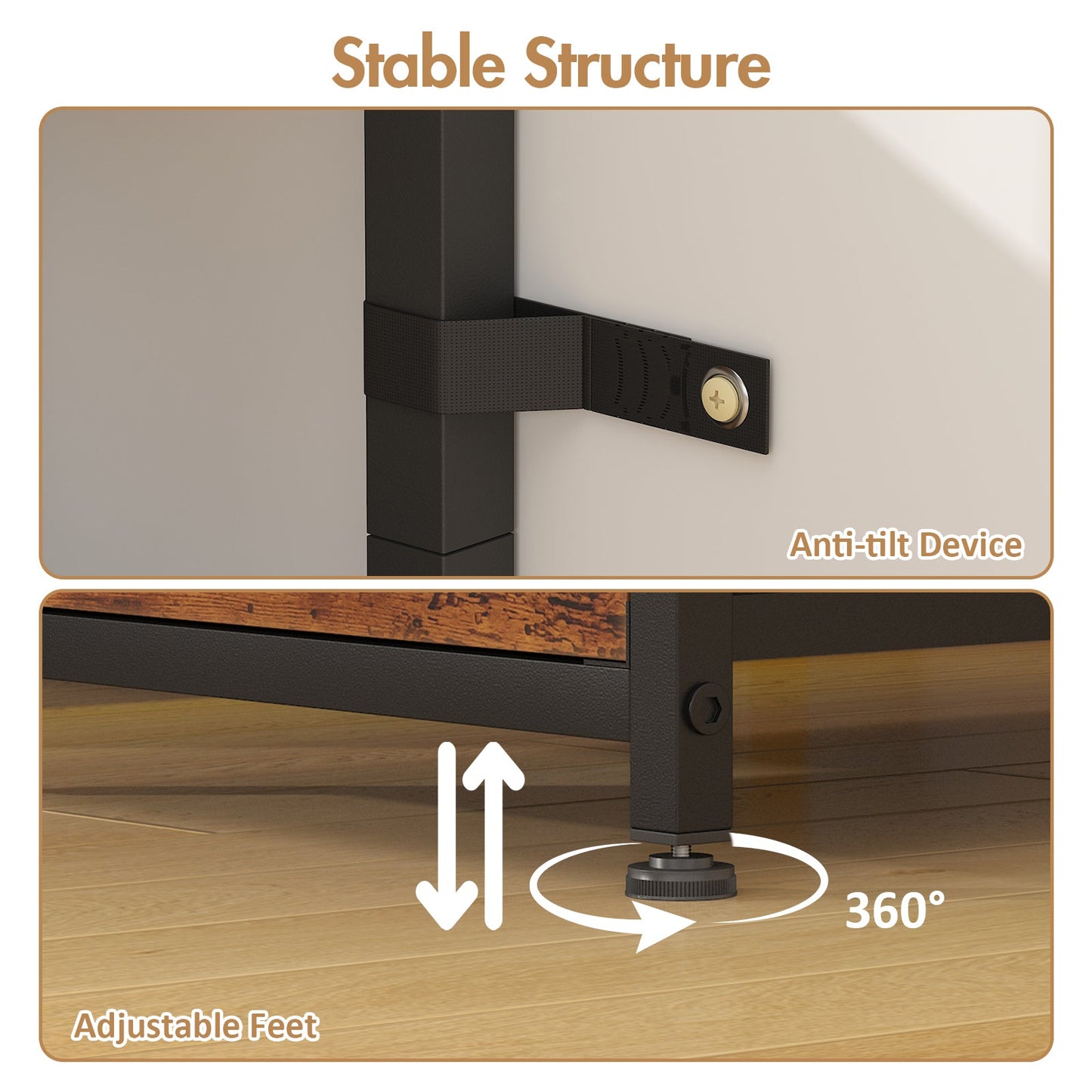 Advwin LED Narrow Bedside Table with Charging Station