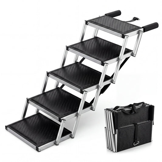 Advwin 5 Steps Dog Ramp for Car with Adjustable Height