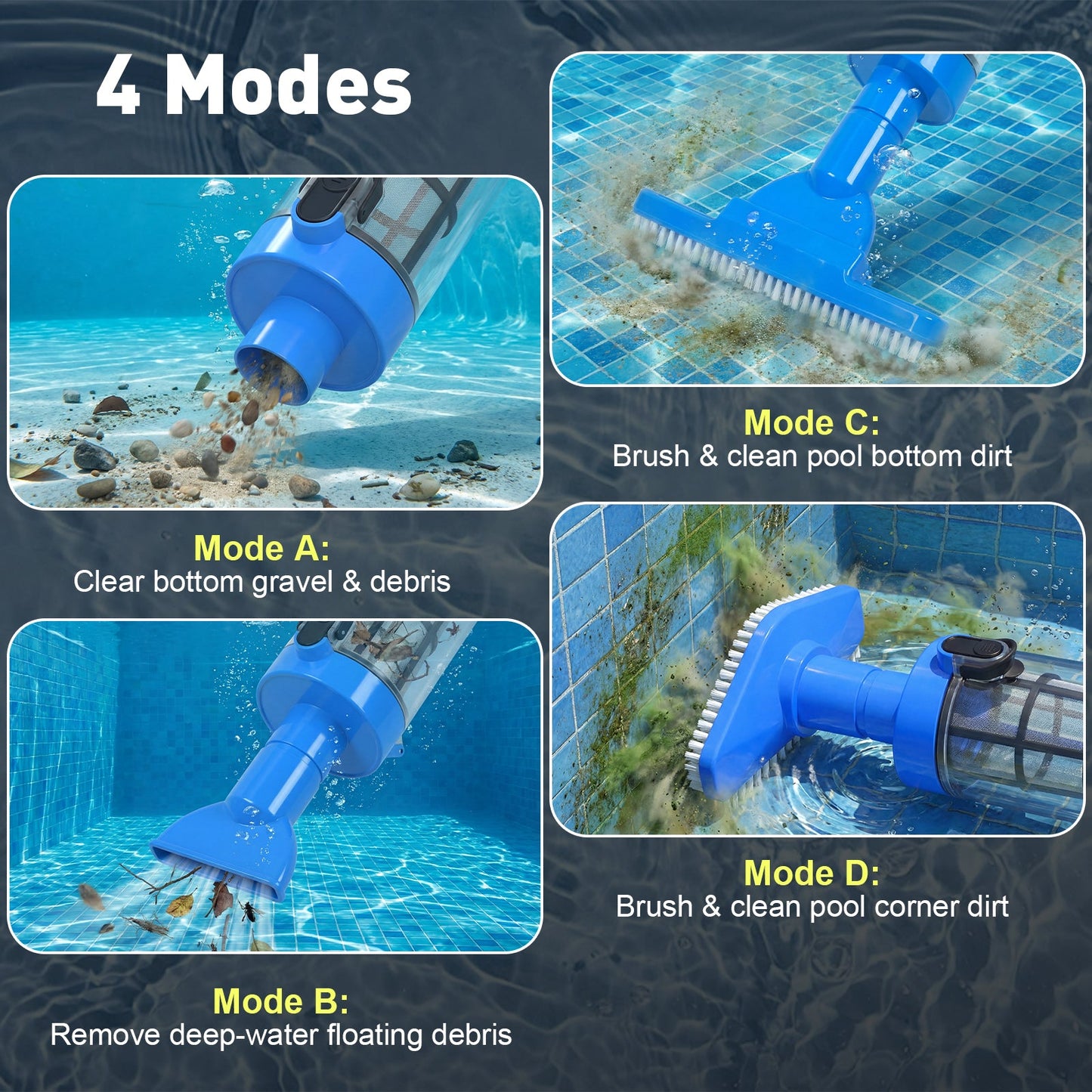 Advwin Cordless Handheld Pool Vacuum w/ Telescopic Pole
