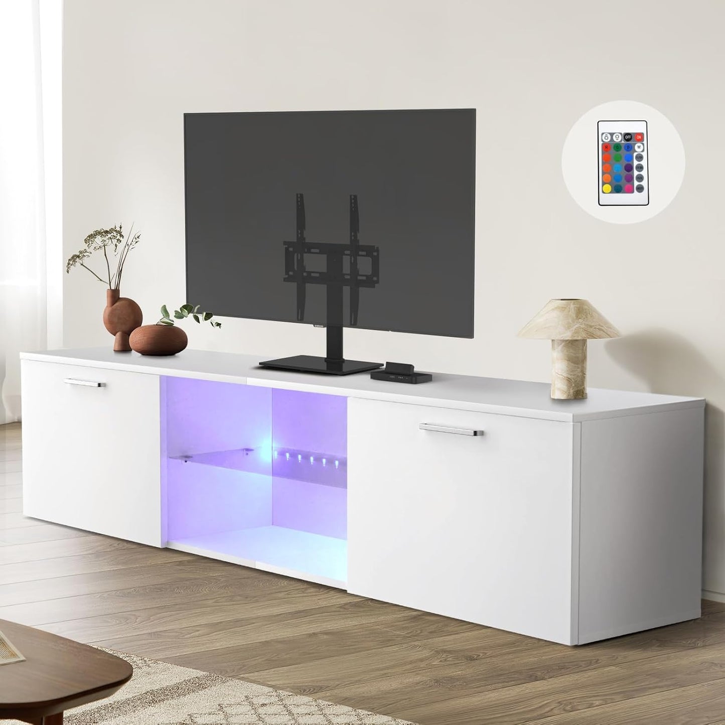 Advwin LED TV Unit Cabinet Entertainment Unit White