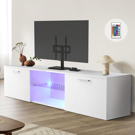 Advwin LED TV Unit Cabinet Entertainment Unit White