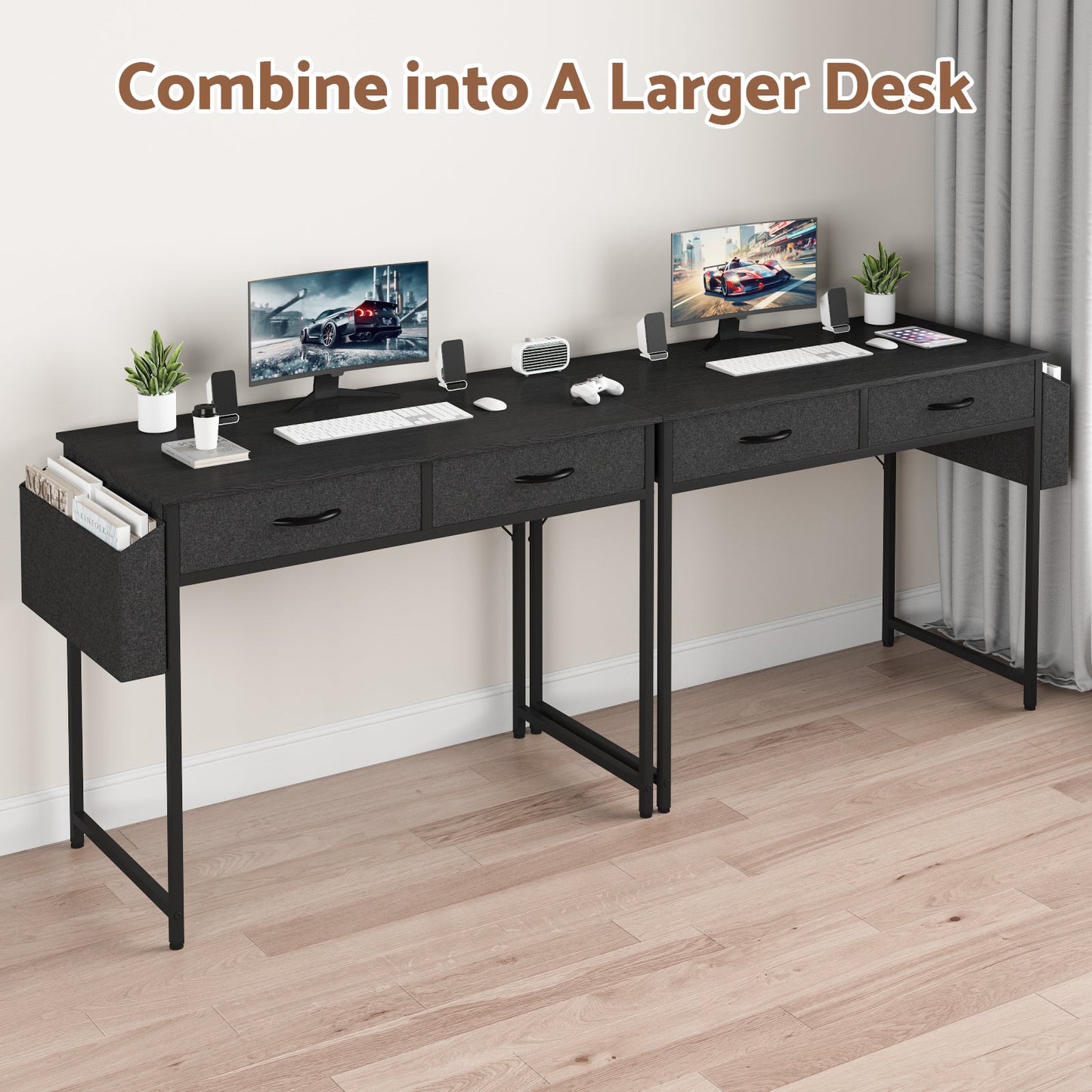Advwin 100cm Small Desk with 2 Drawers