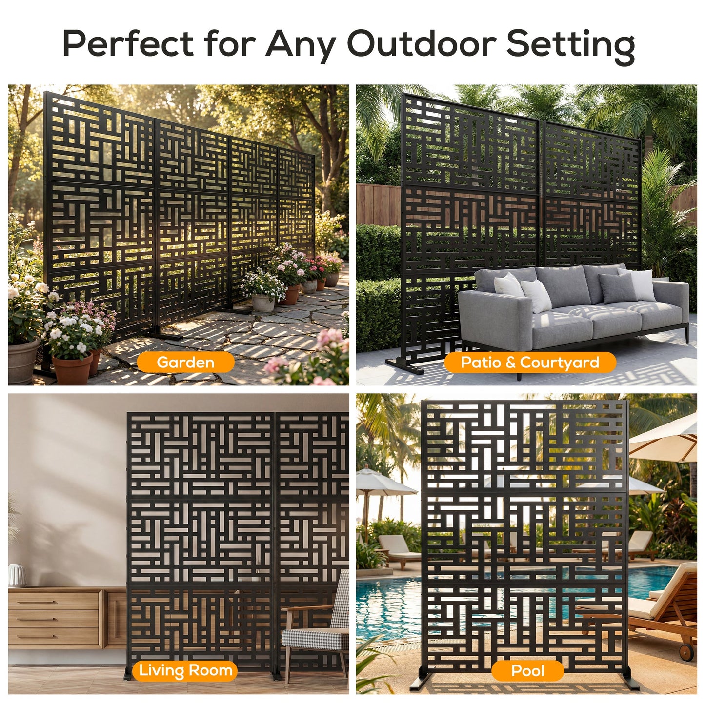 Advwin Geometric Metal Privacy Screen 119x183.5cm
