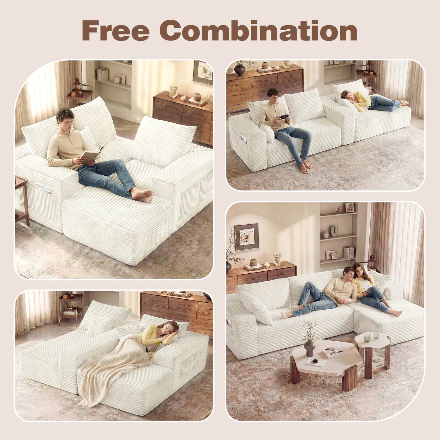 Advwin 277cm Modular Sectional Sofa L Shape 3 Seater