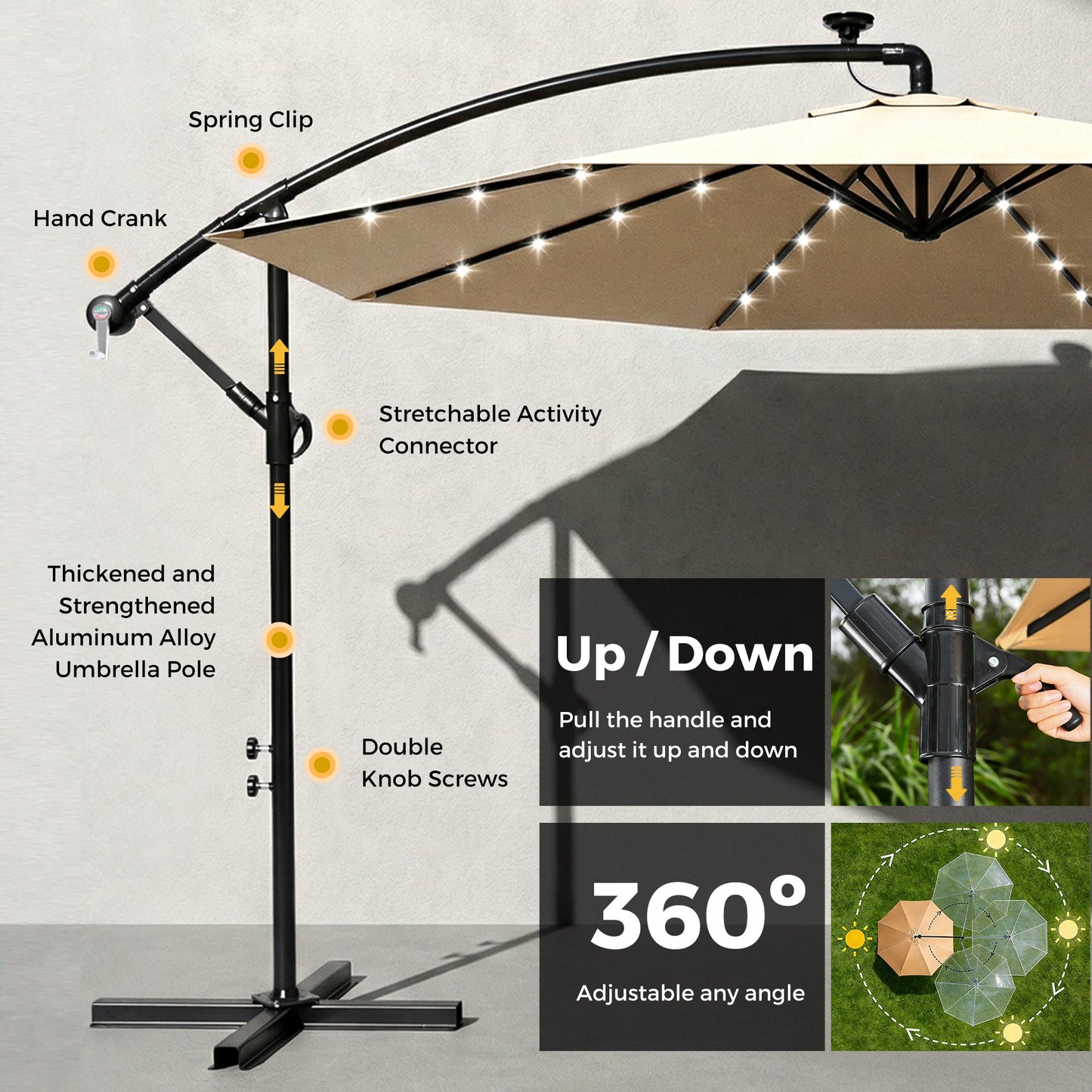 Advwin 3m Offset Hanging Cantilever Umbrella - No Base