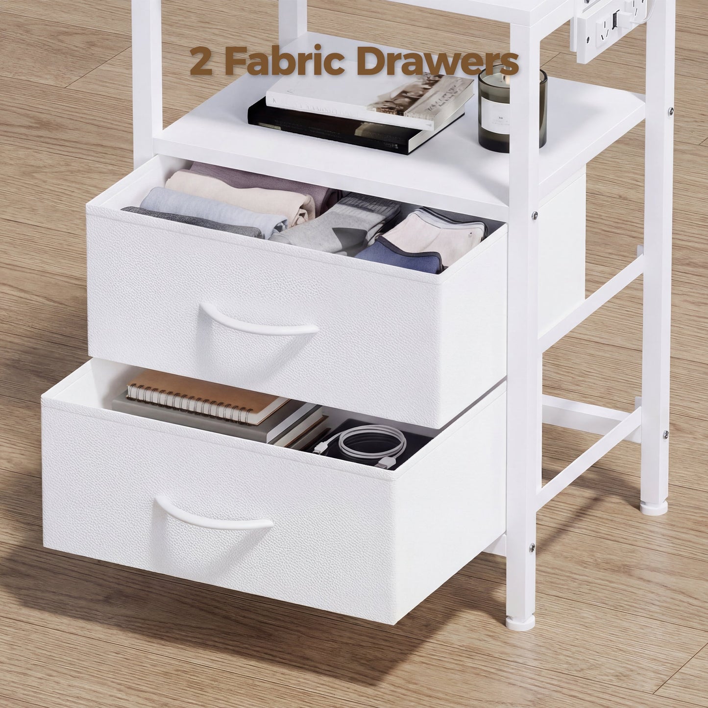 Advwin Bedside Table with Charging Station