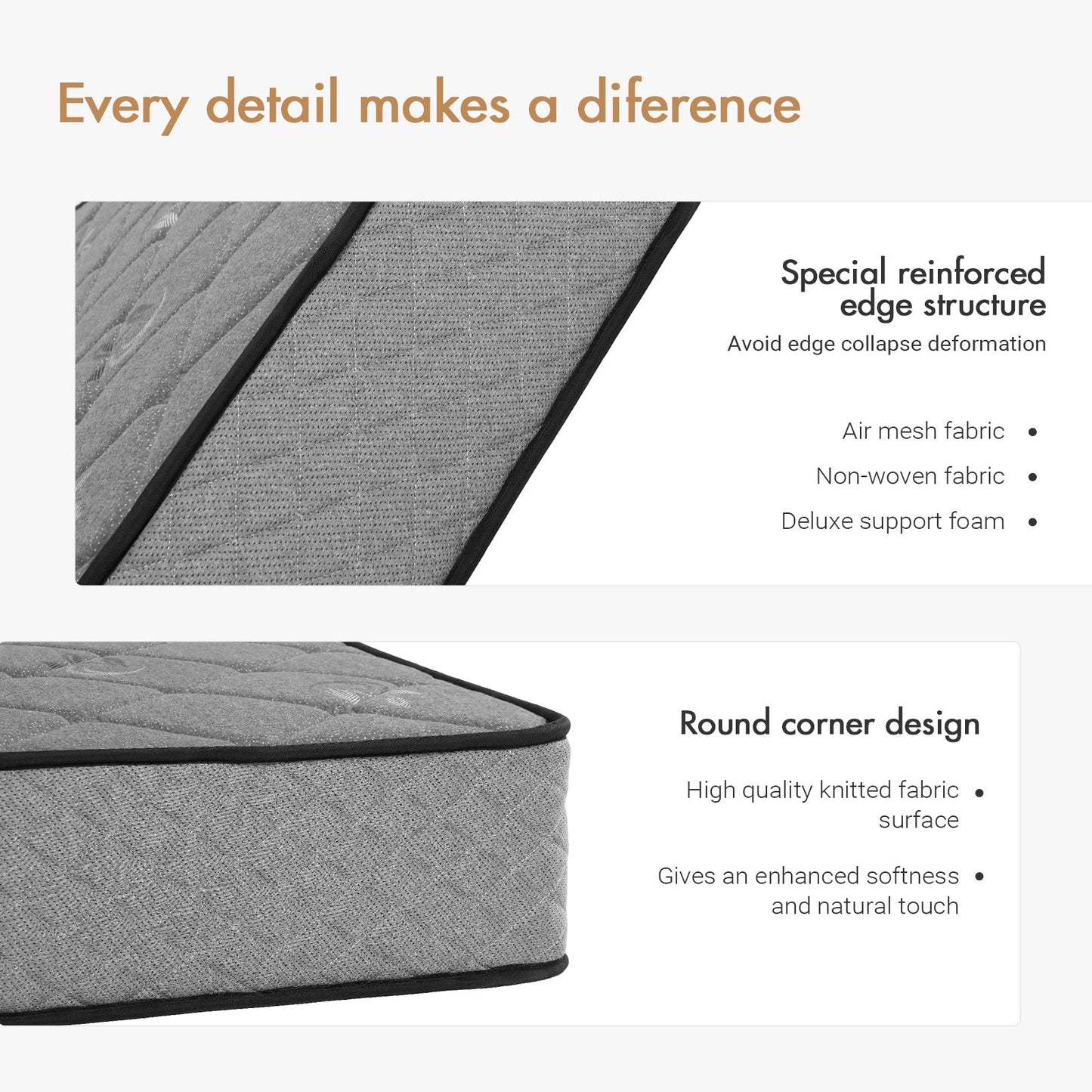 Advwin 25CM S/D/Q Memory Foam Springs Mattress