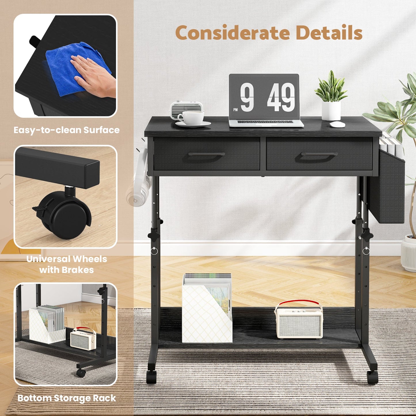 Advwin Portable Rolling Standing Desk Adjustable Height