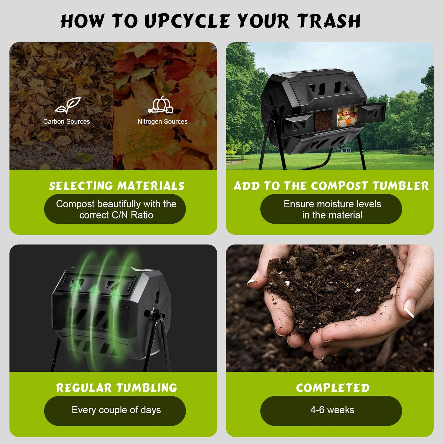 Advwin Garden Composting Bin Dual Chamber 160L