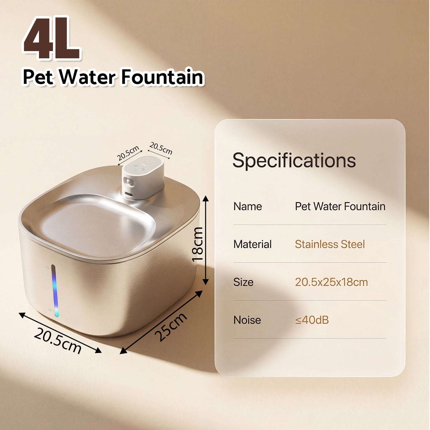 Advwin 4L Pet Water Fountain & 4 Set Filter Replacement