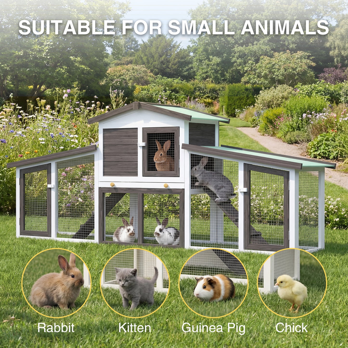 Advwin Rabbit Hutch Chicken Coop 2 Level