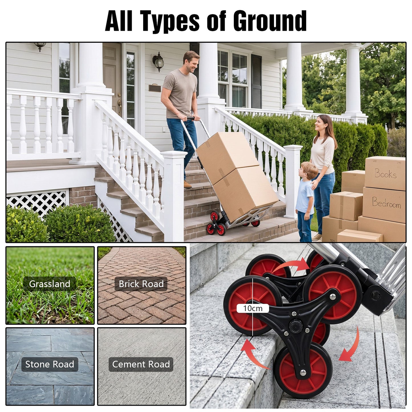 Advwin Stair Climbing Cart Portable Hand Truck for Stairs