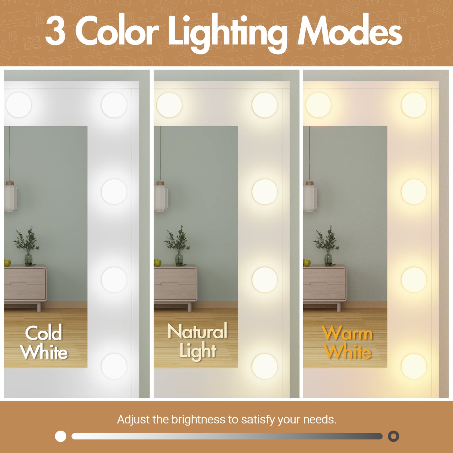 Advwin Dressing Table Stool Set with 12 LED Bulbs