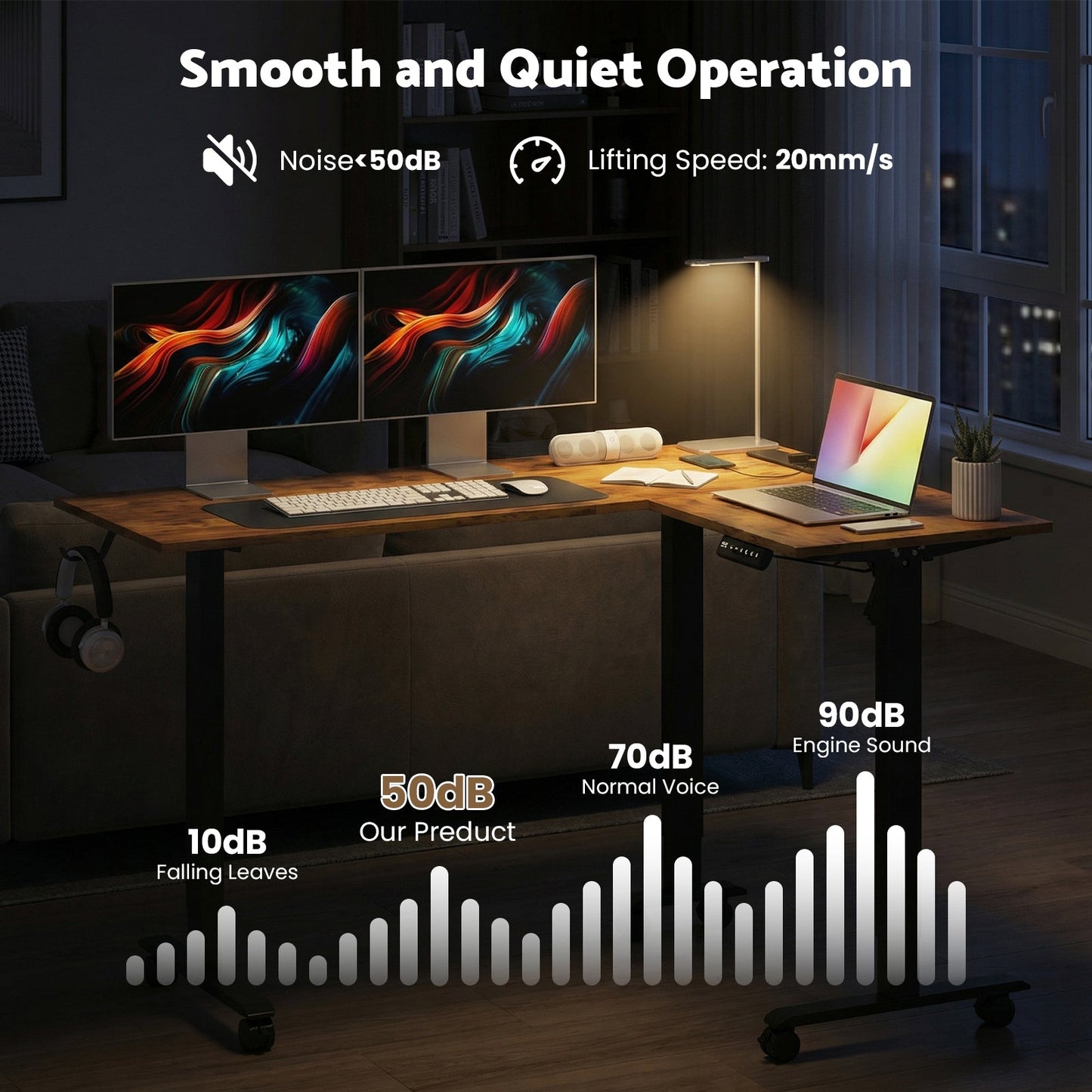 Advwin L Shaped Electric Standing Desk Charging Station