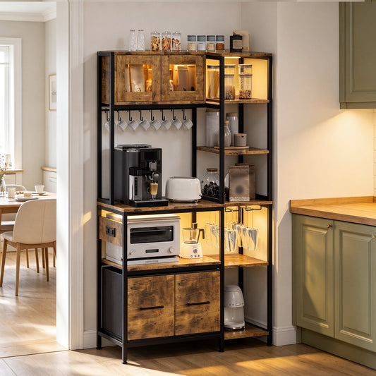 Advwin Bakers Rack with Power Outlet & LED Light