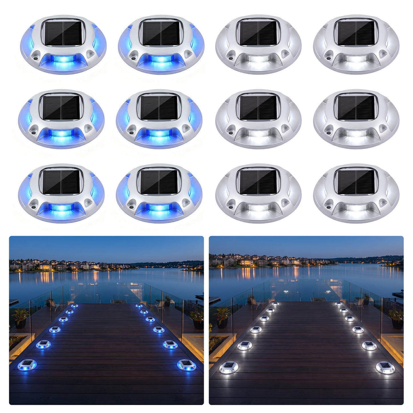 Advwin Solar Deck Lights  2 Color in 1 Driveway Lights