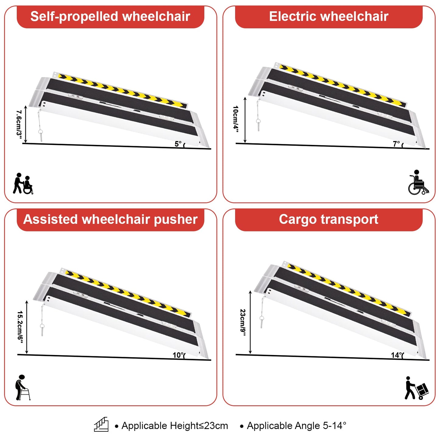Advwin Wheelchair Ramp 3FT Portable Folding Aluminium Ramp