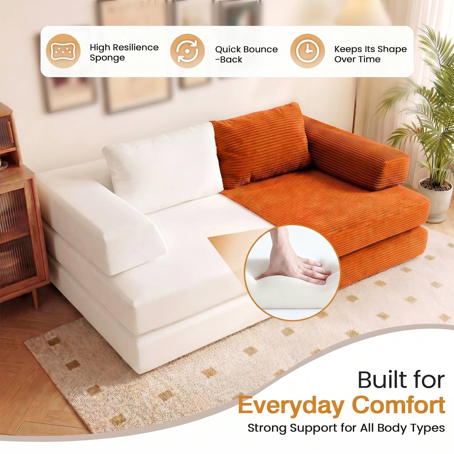 Advwin Folding Sofa Bed Convertible Floor Loveseat Sofa