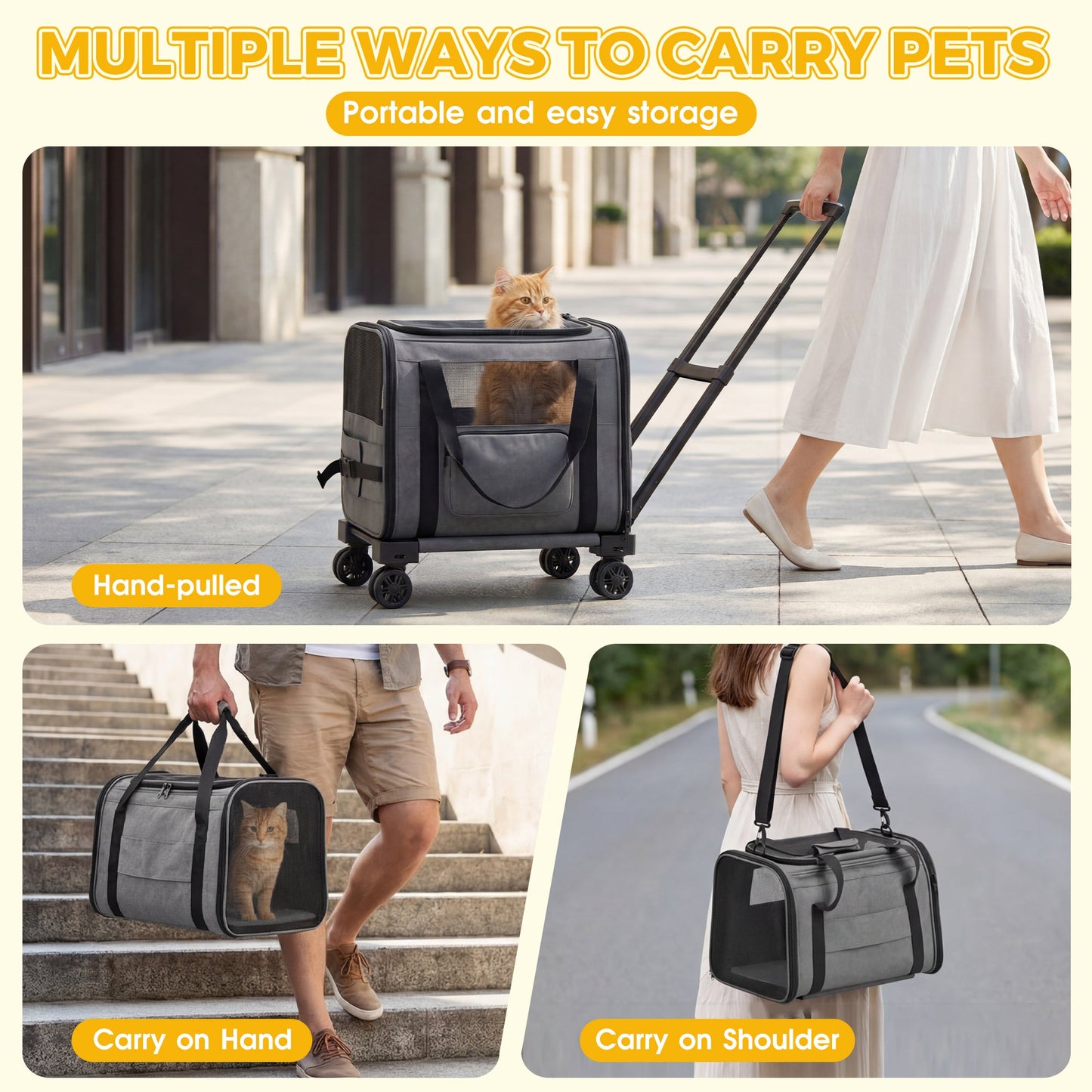 Advwin Aluminum Pet Carrier with Detachable Wheels
